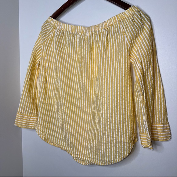 MICHAEL Michael Kors Yellow Striped Off the Shoulder Blouse - Picture 5 of 6